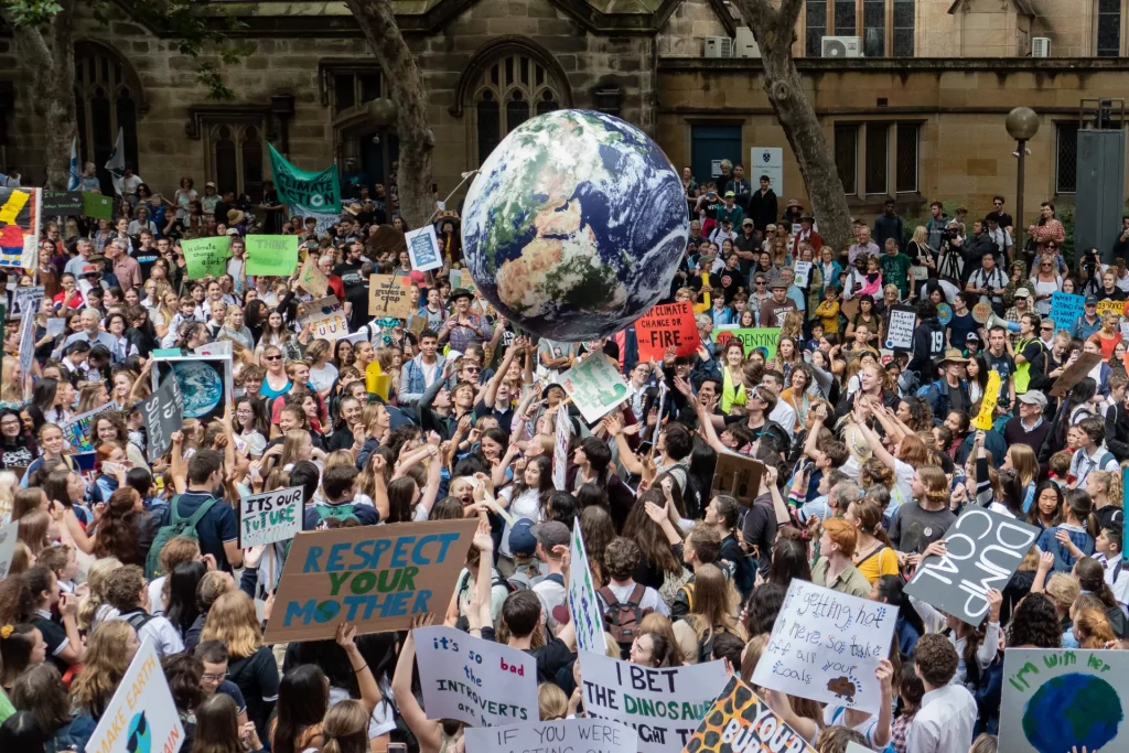 Protesto sobre o meio ambiente e mudanças climáticas